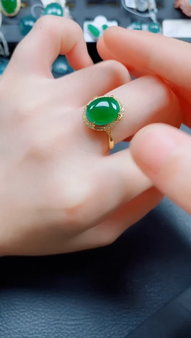 翡翠戒指银S925镶嵌翡翠