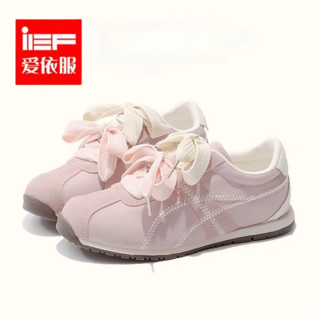 IEF/爱依服德训鞋女2025新款夏粉色双鞋带阿甘女鞋休闲百搭运动鞋