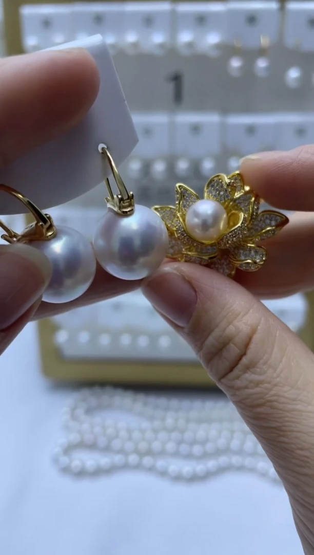 银S925镶嵌耳饰淡水珍珠34