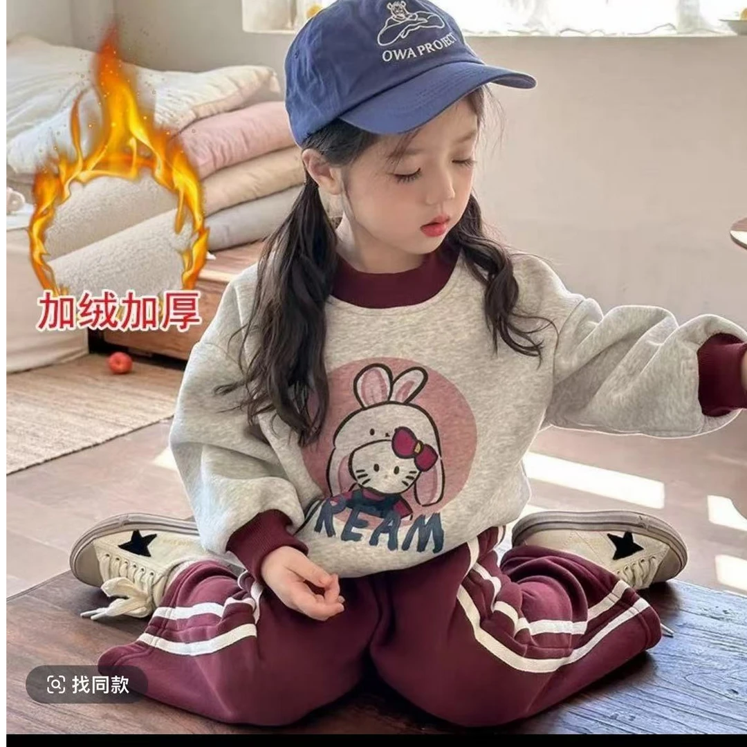 休闲风打底衫上衣卡通春秋卫衣冬季套头小童厚款女套装