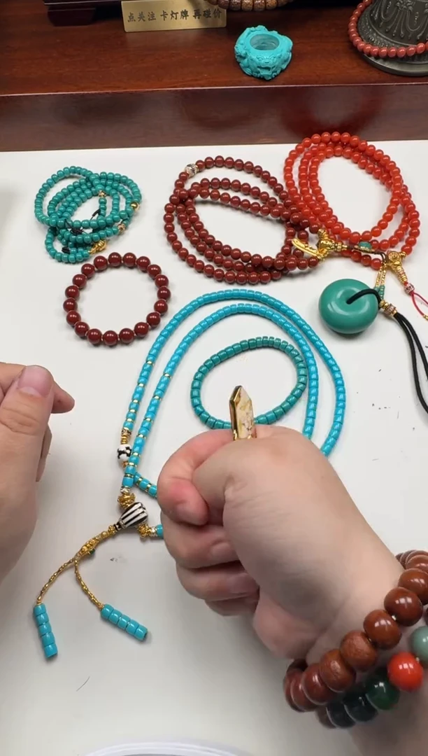 绿松石18K金镶嵌手串手串花****~手串手串