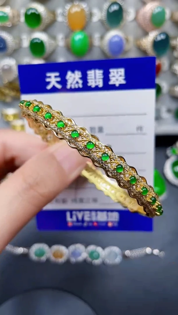 银S925镶嵌手镯翡翠167