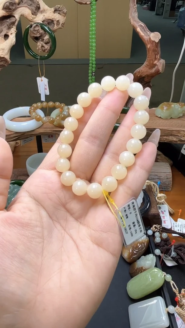 未镶嵌手串和田玉卡10青海野牛沟 圆珠 9014637