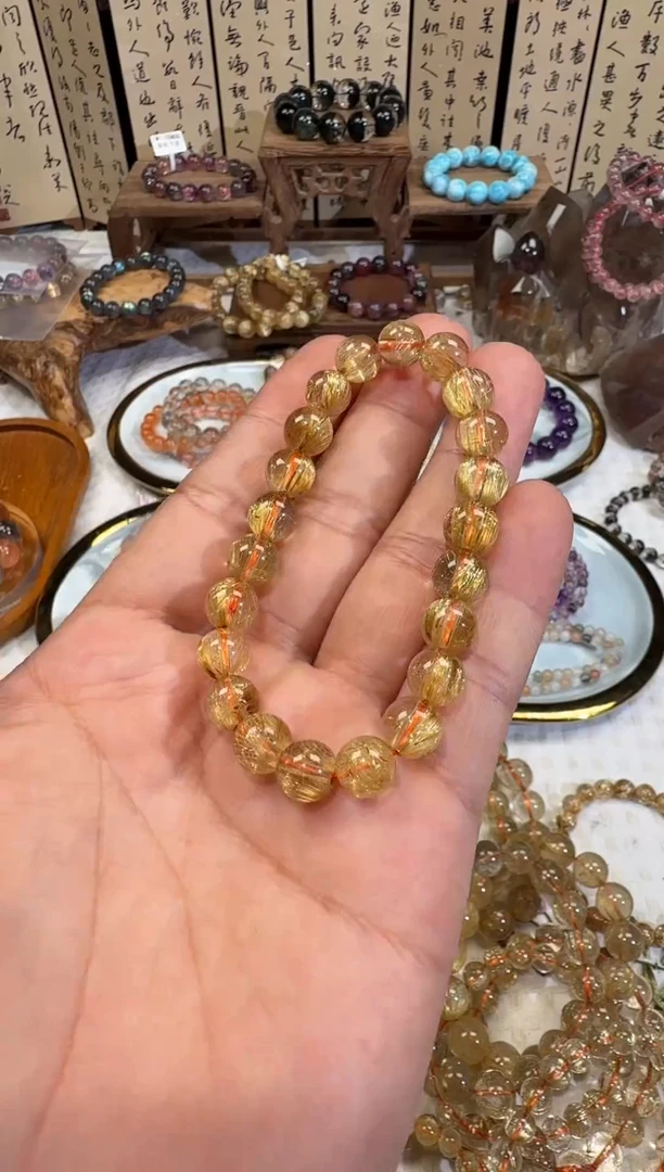 未镶嵌手串水晶欲****远SJ-1008金发晶钛金 天然水晶默认微瑕