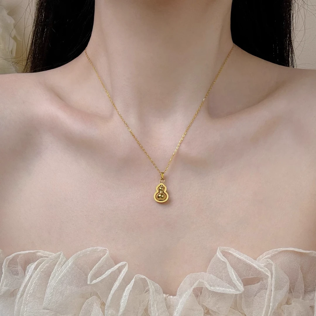 钛钢项链 新中式福禄转动葫芦女小众设计轻奢时尚葫芦O字链锁骨链