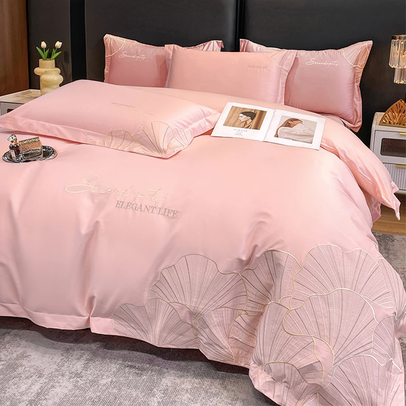 A类亲肤加厚素色纯棉软糯四件套100%全棉床单被罩套床罩笠床品1.8