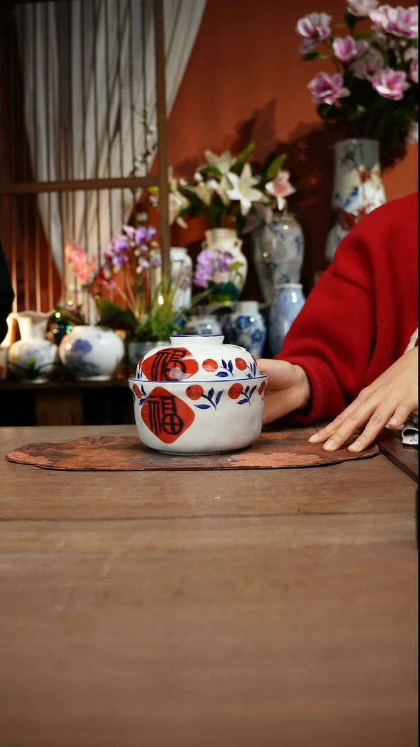 现代高温釉下彩手绘陶瓷餐具