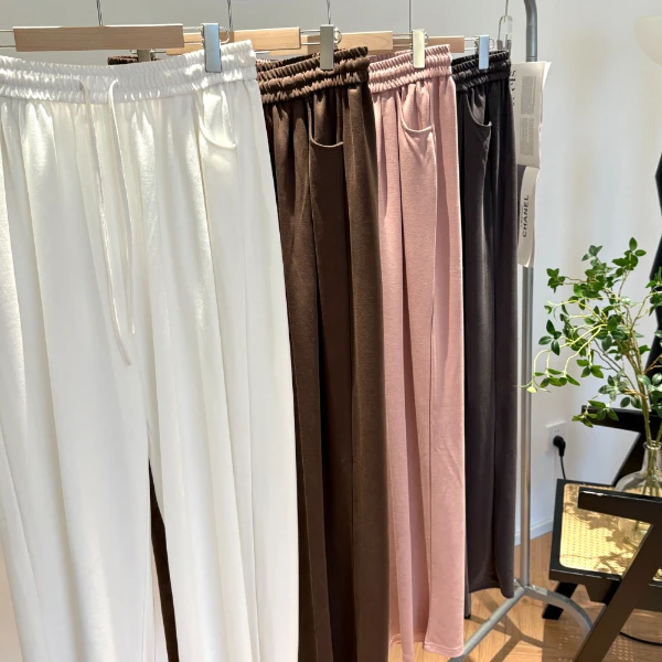 【瘦瘦】大码夏季铜氨丝薄款透气高腰抽绳垂感直筒拖地裤S01603