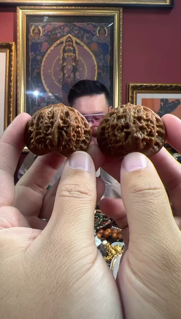 手串文玩核桃15号  宫灯核桃把件套装ylp