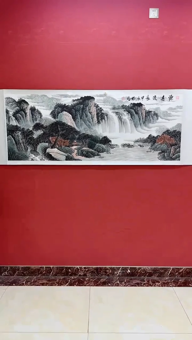 国画王老师《源远流长》纯手绘带证书带礼盒