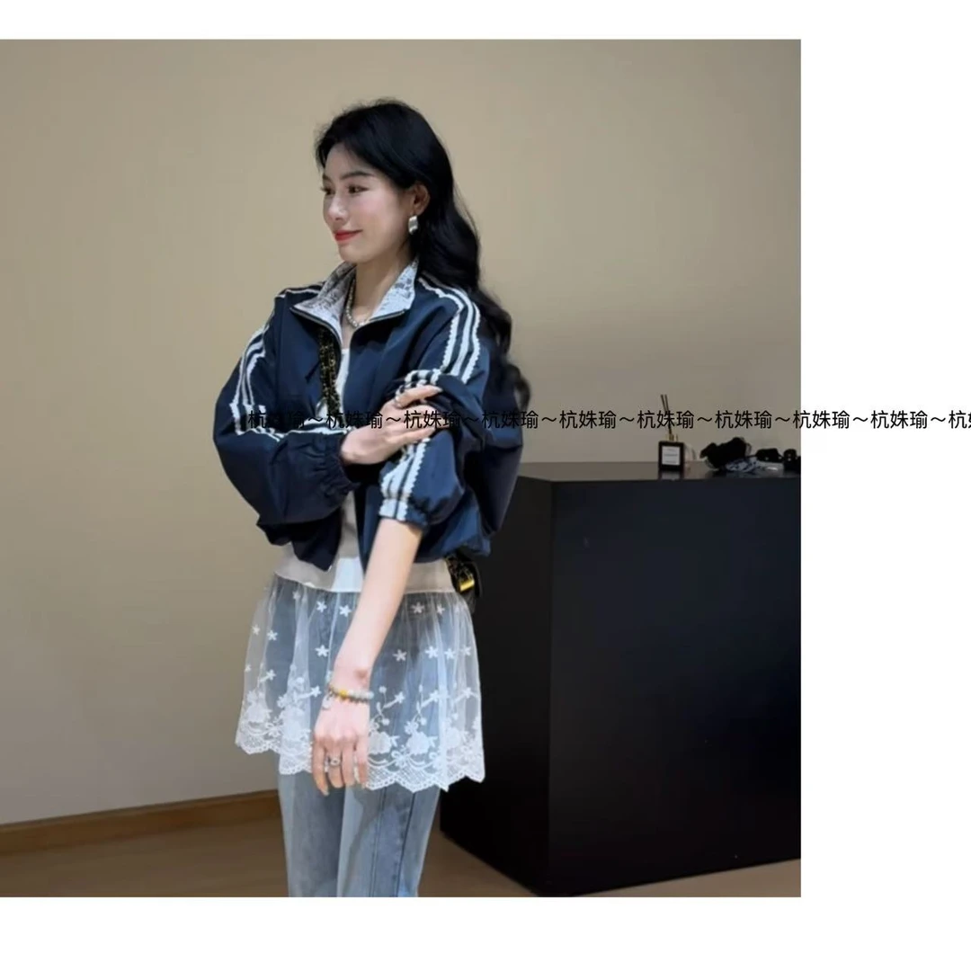 【春日来信】春季新款欧货高定蕾丝拼接冲锋衣夹克外套802