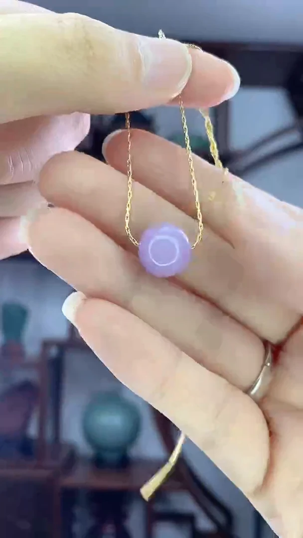 翡翠未镶嵌吊坠(赠链)X16紫翡单珠(微瑕）