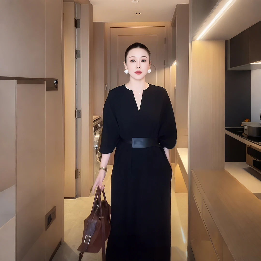 大码女装宽松气质连衣裙女款爆款2025新款秋季胖mm遮肉显瘦长裙子