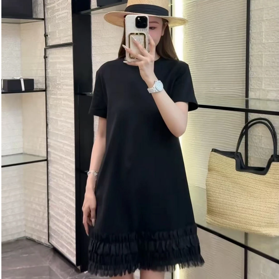 D20477休闲简约纯色短袖T恤裙宽松显瘦百搭韩版连衣裙