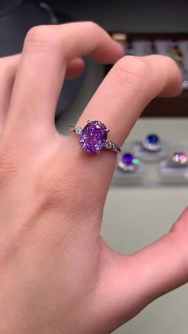 银S925镶嵌戒指紫色碧玺............