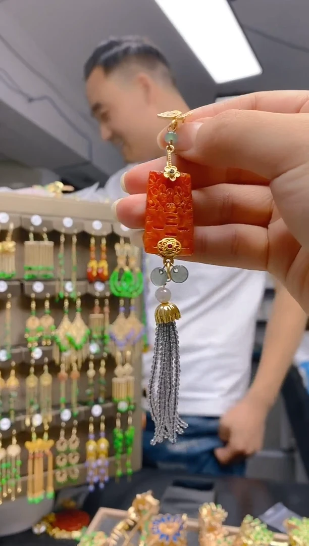 【闪购商品】翡翠耳饰合金0465翡翠压襟