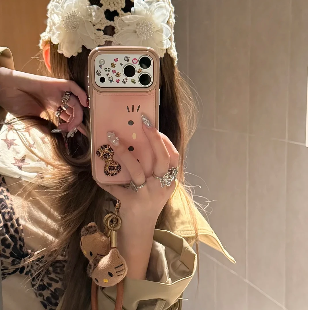 秋冬韩系ins害羞kitty闪钻用于iphone17Promax手机壳16Pro软15/14