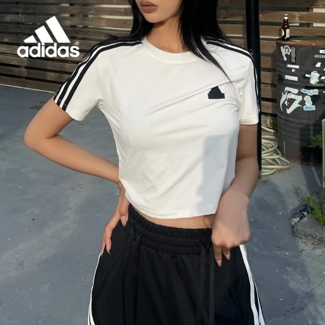 adidas阿迪达斯休闲速干凉感修身短款短袖T恤女c官方运动JV9932