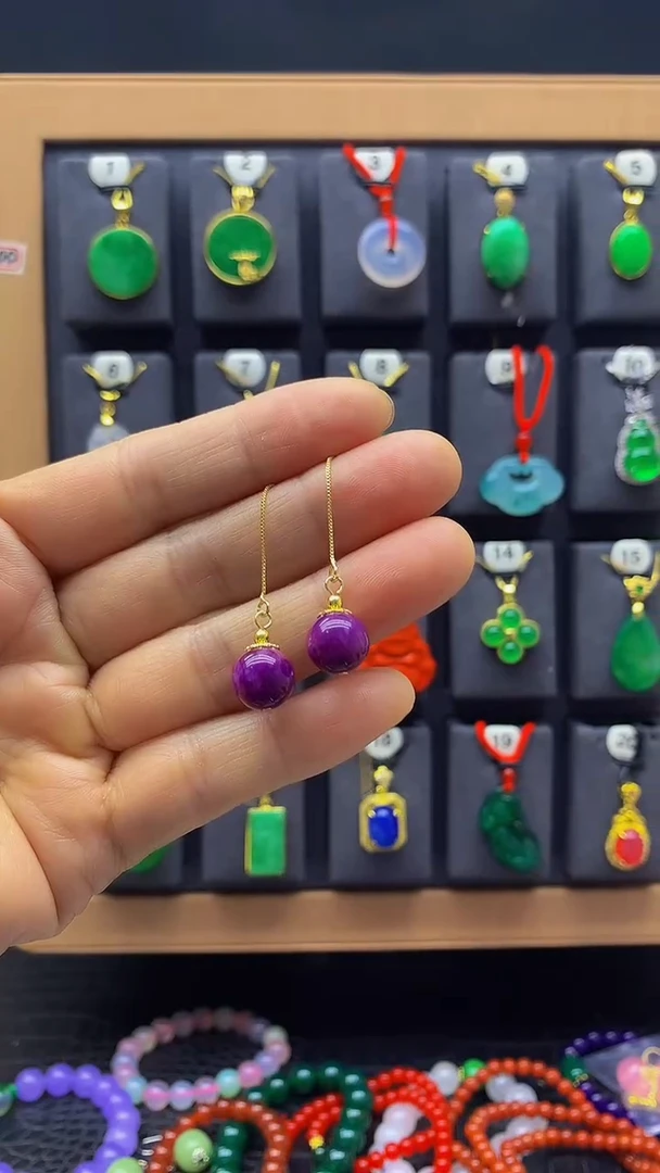 【闪购商品】玛瑙/玉髓耳环银S925镀金镶嵌耳饰