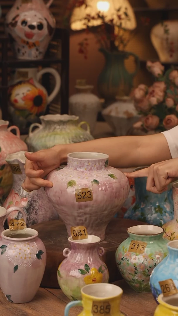 陶瓷523景德镇设计师手作花器摆件侘寂风