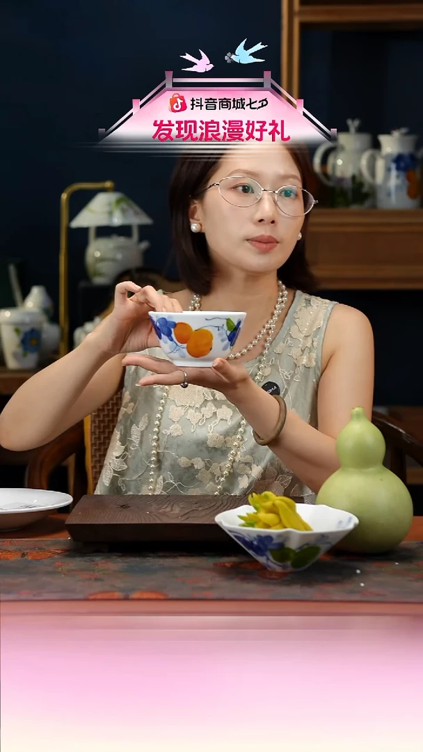 陶瓷景德镇高温釉中彩马蹄碗直径13高7