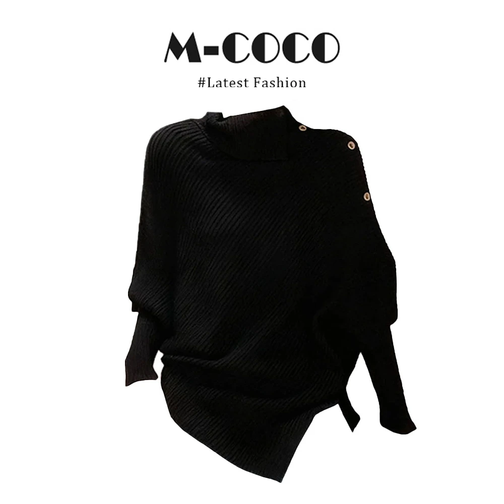 parkyeon法式复古高领不规则毛衣高秋冬慵懒设计感套头软糯毛衣