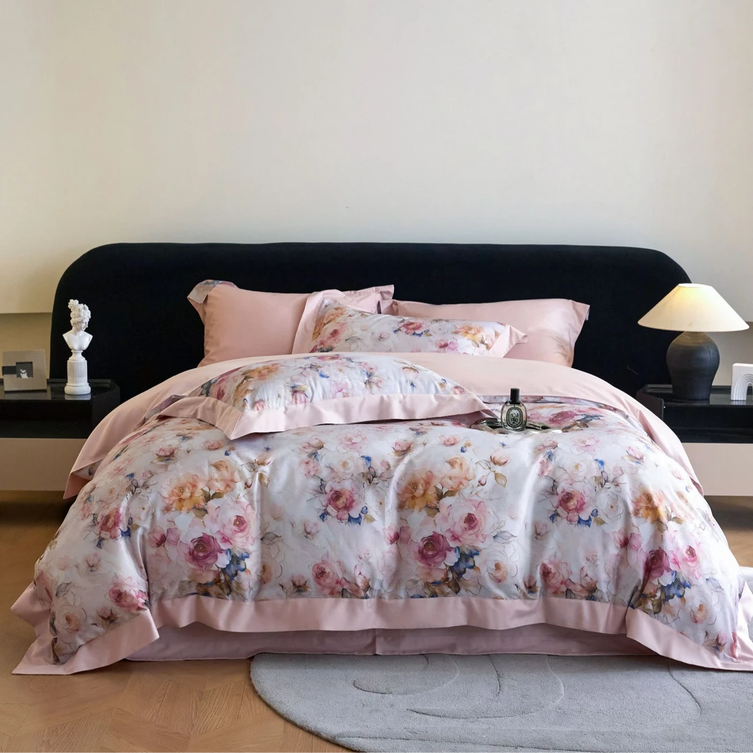 林小花【沐冉】五件套欧式棉梦幻轻奢款印花被套床单床盖床品四季款