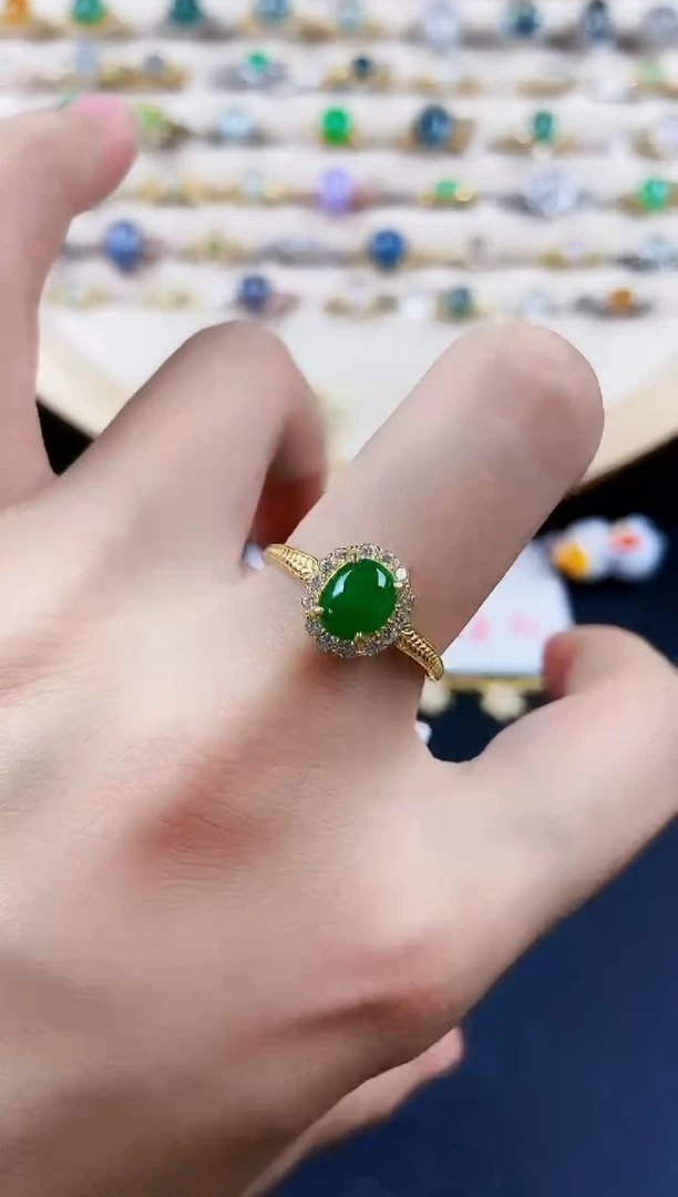 翡翠戒指银S925镶嵌416548