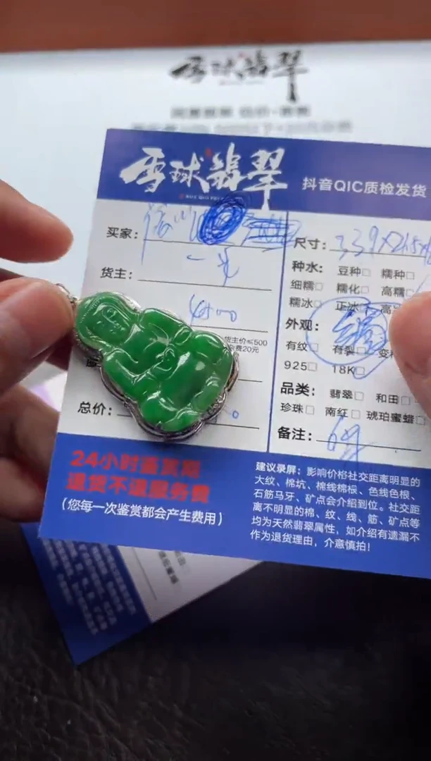 颈饰18K金镶嵌翡翠Y****y20661223037尾款2