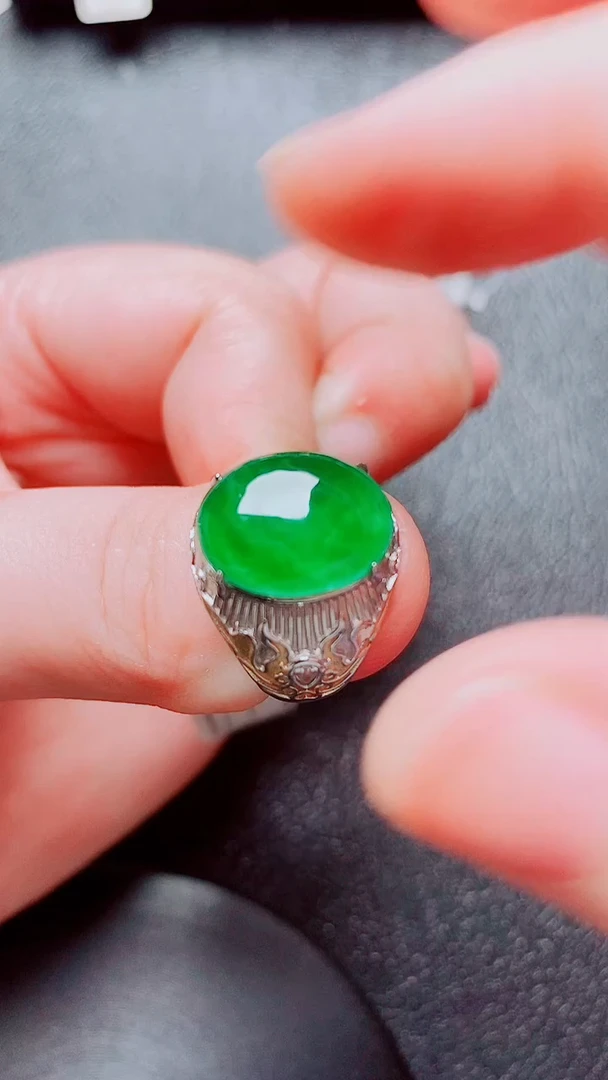 银S925镶嵌戒指翡翠翡翠