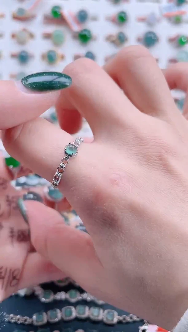 银S925镶嵌戒指翡翠天然翡翠