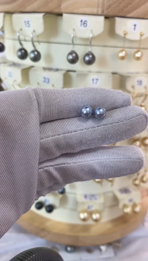 银S925镶嵌耳饰海水珍珠5.5-6mm
