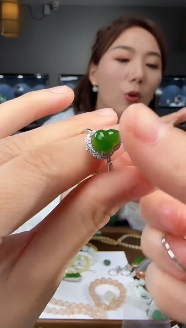 和田玉戒指银S925镶嵌1