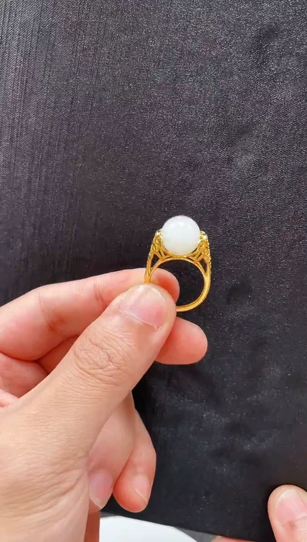 和田玉戒指银S925镶嵌多样性发一