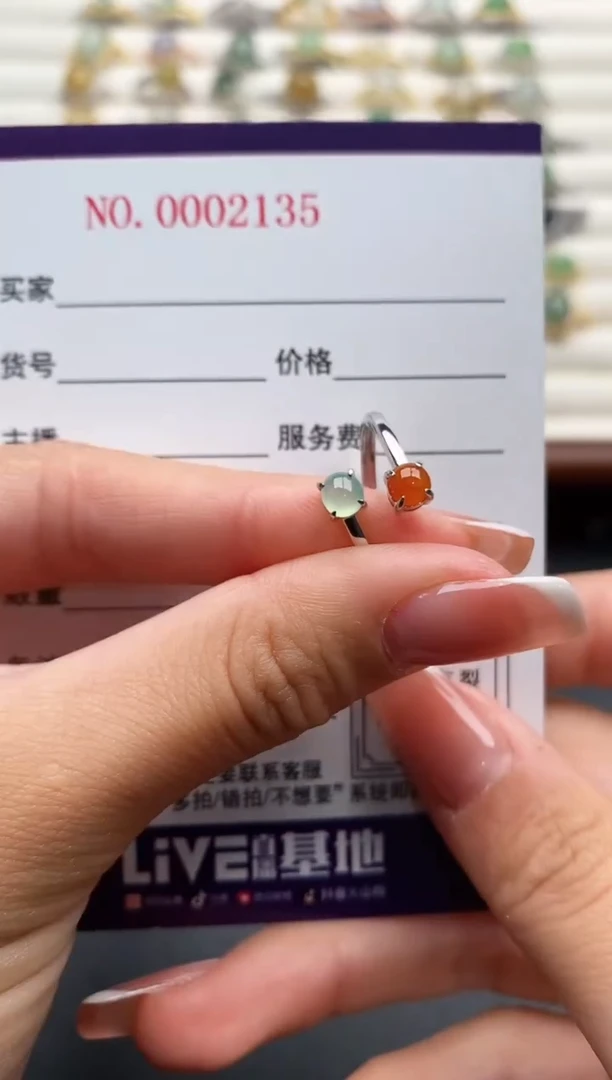 银S925镶嵌戒指翡翠5555555+5