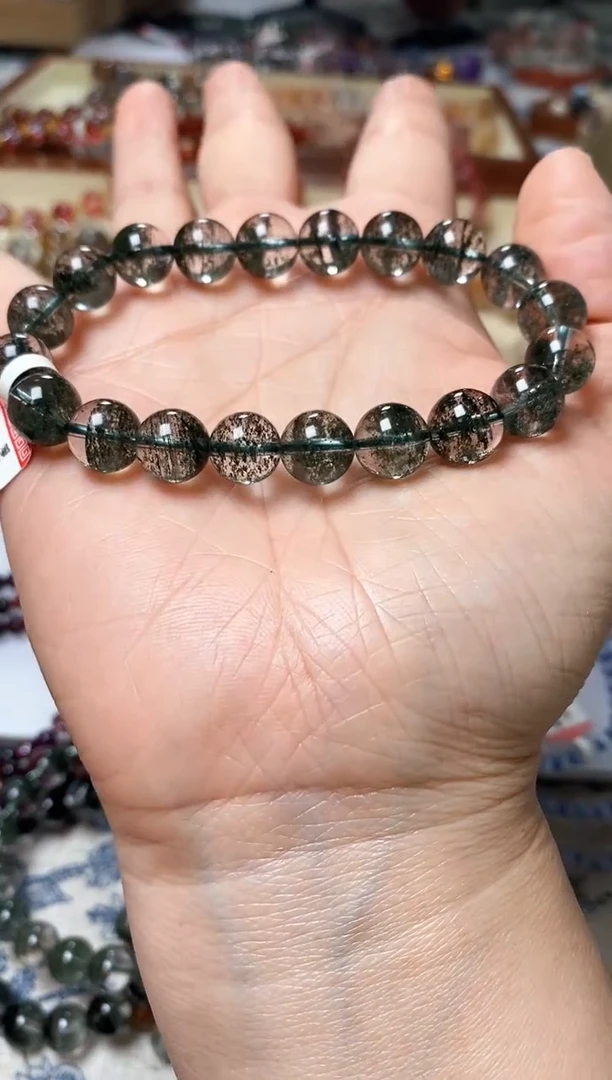 未镶嵌手链水晶梨*烫满天星绿幽灵