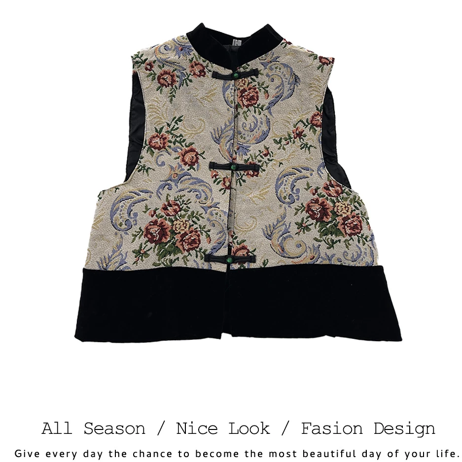 560   时尚拼接撞色新中式气质中国风百搭无袖马夹    款号#9987