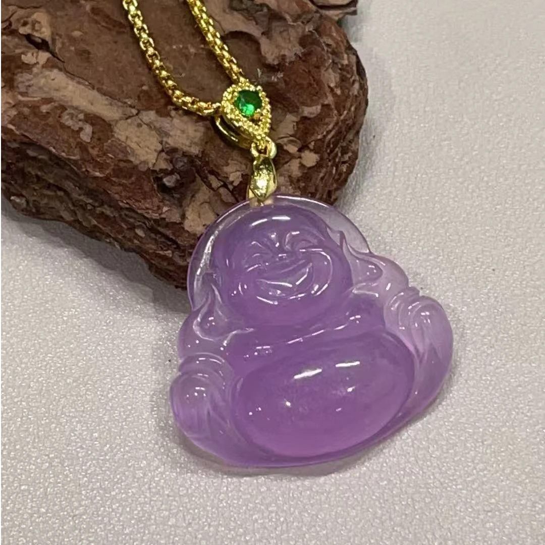 L典藏品 满紫裸石佛公吊坠项链