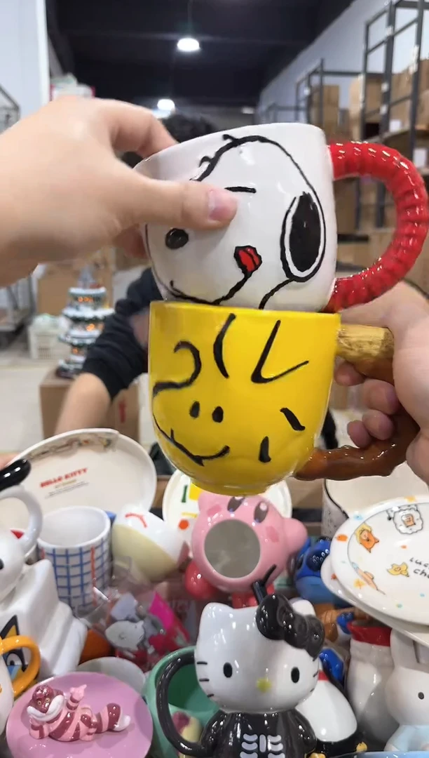 瓷片史努比小黄鸡对杯