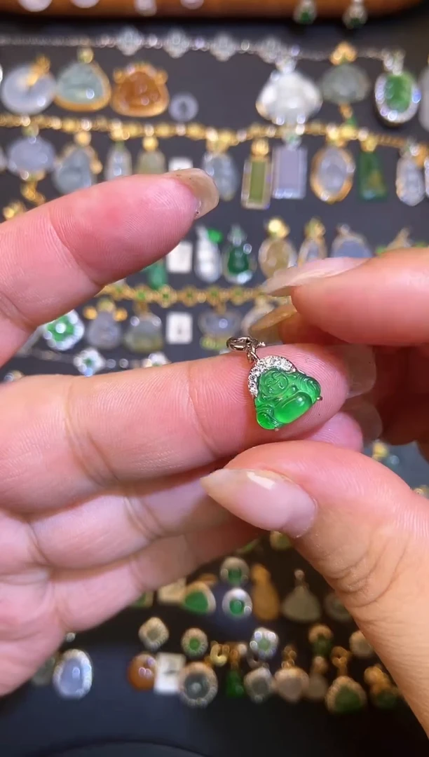 翡翠银S925镶嵌吊坠(不含链)1