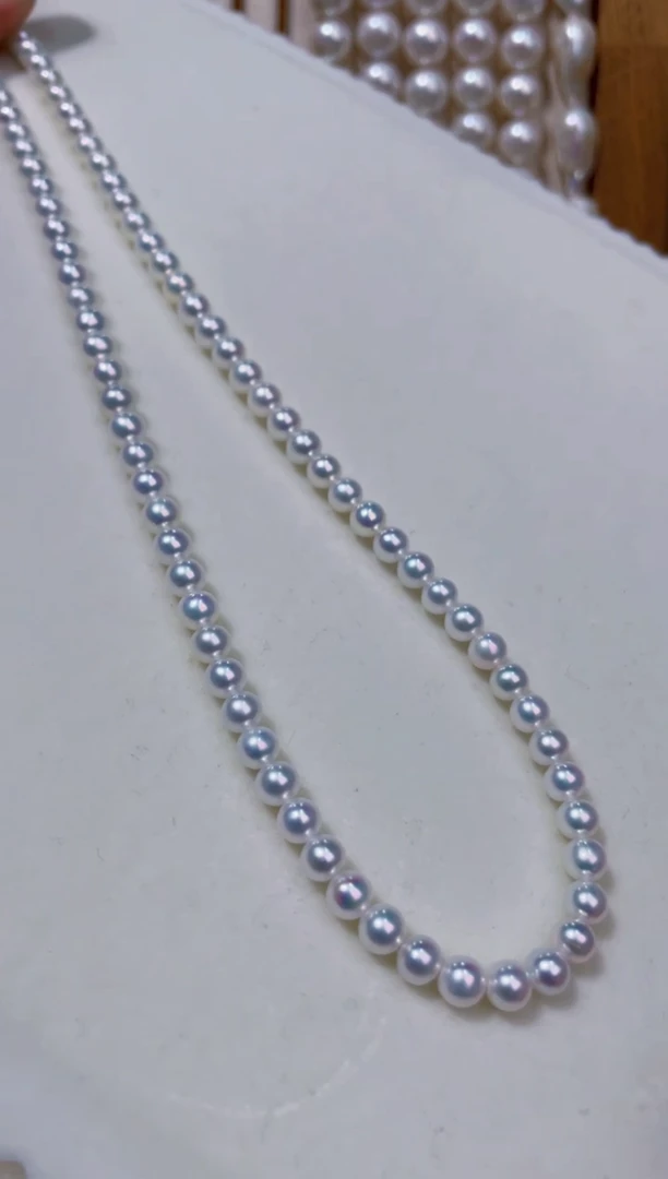 项链银S925镶嵌淡水珍珠5-6MM
