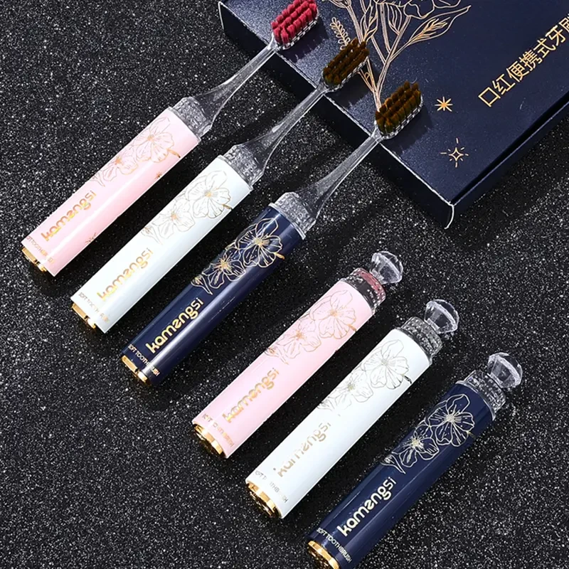 新款高档轻奢口红管软毛牙刷女士护龈洁牙酒店出差便携式家用刷牙