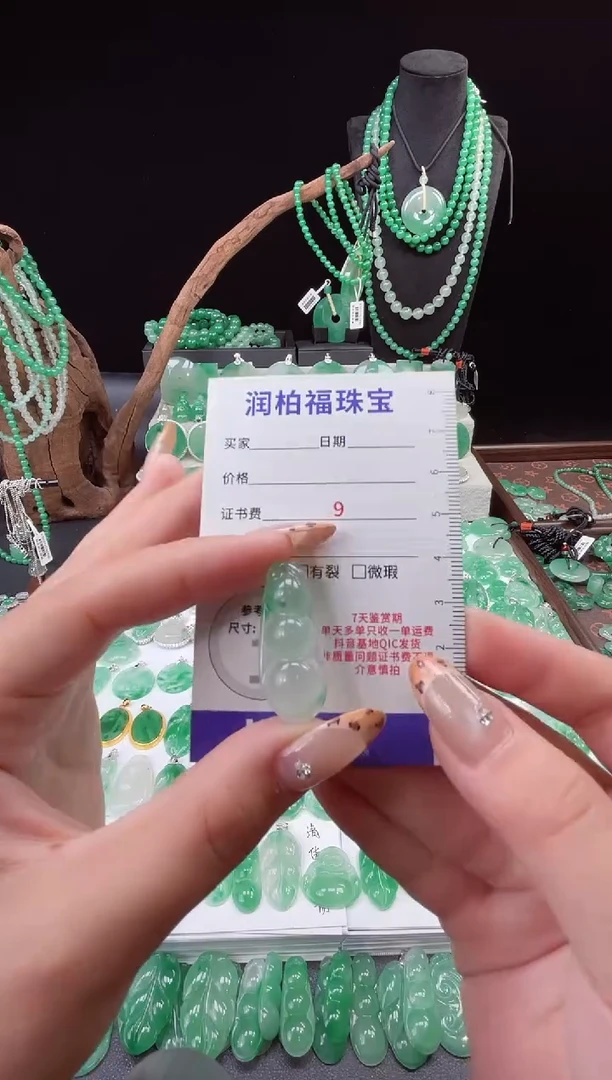 吊坠(赠链)未镶嵌石英质玉（非洲翠）28.2豆子