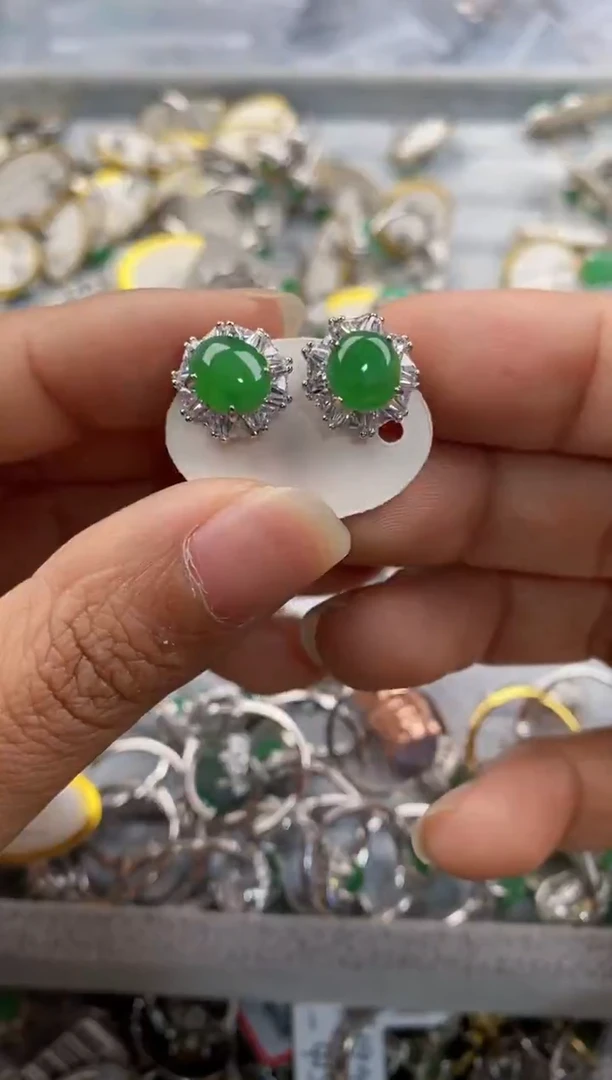 银S925镶嵌戒指翡翠222---8