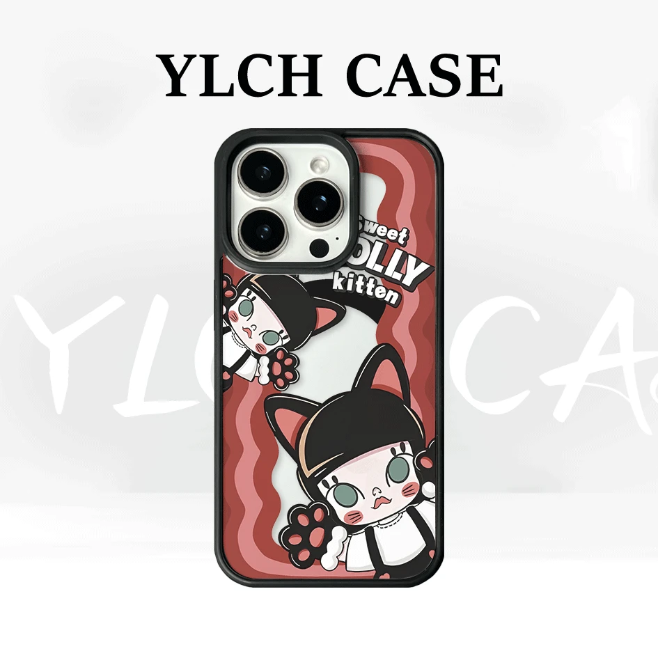 磁吸亚克力手机壳适用苹果16卡通15/13全包12石墨红猫茉莉