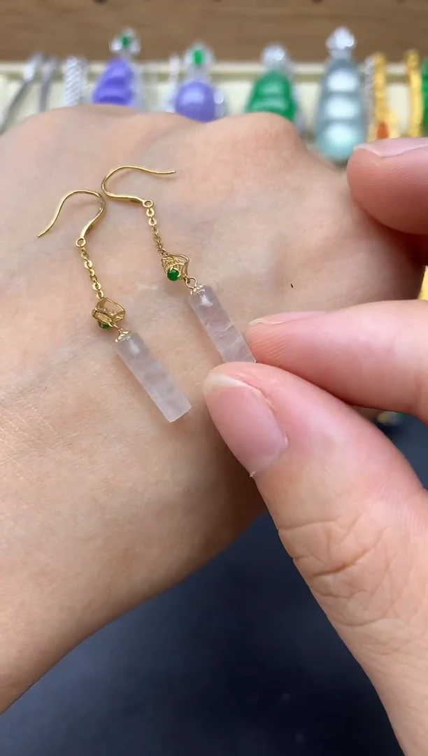 翡翠18K金镶嵌耳饰94-中国好珍宝