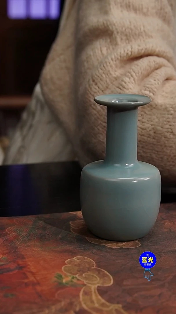 摆件瓷纯手工清凉寺原矿釉小盘口瓶