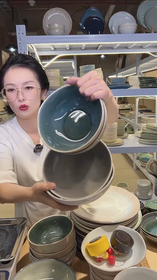 瓷281外贸尾货高温釉下彩陶瓷餐具默认微瑕