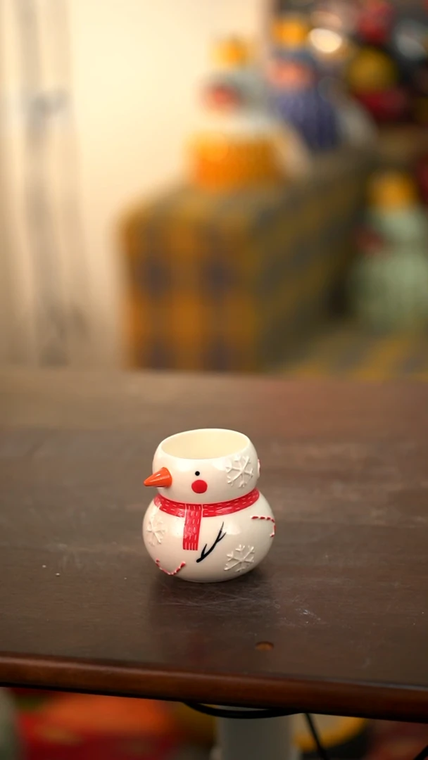 .喜上陶社小号雪人杯子