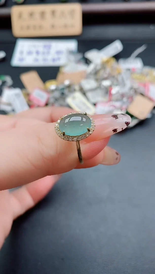 银S925镶嵌戒指翡翠1